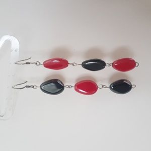 SET | Earrings and Necklace | Red & Black | Handmade